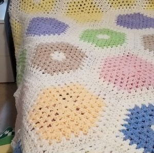 Vintage Handmade crocheted coverlet